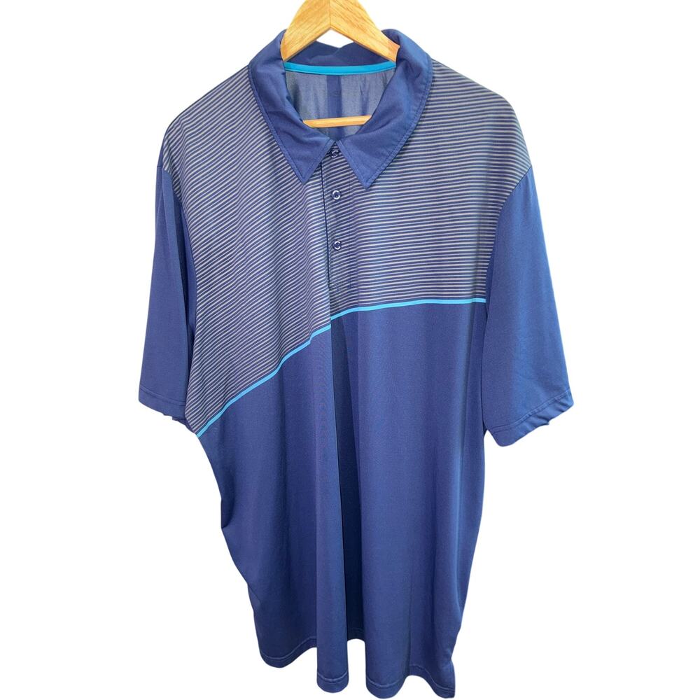 Blue Striped Short Sleeve Polo Size 3XL